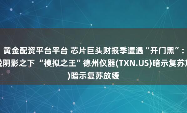 黄金配资平台平台 芯片巨头财报季遭遇“开门黑”：关税阴影之下 “模拟之王”德州仪器(TXN.US)暗示复苏放缓